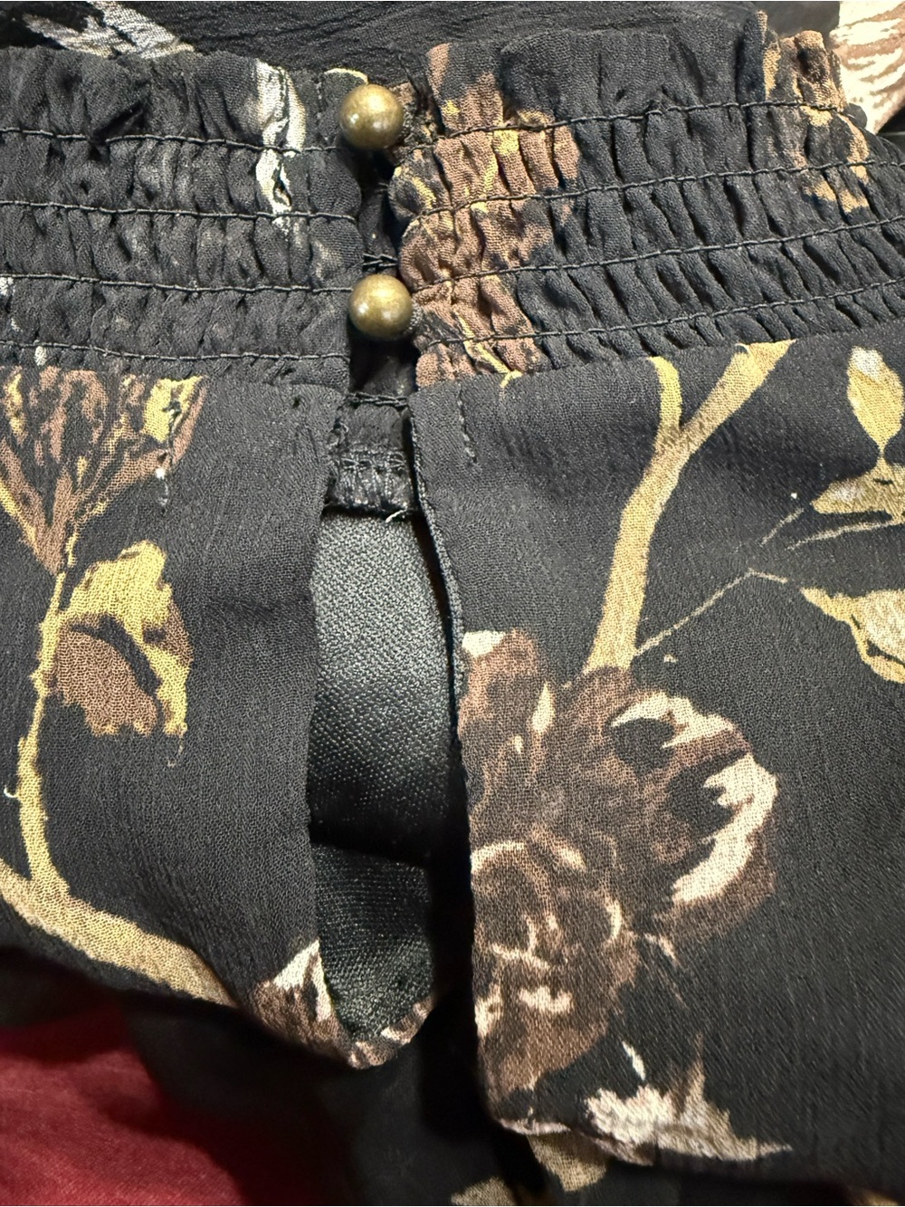 Whimsigoth Floral Dress Black Sheer Sleeve Smocked Dark Romantic XL - Picture 5 of 7